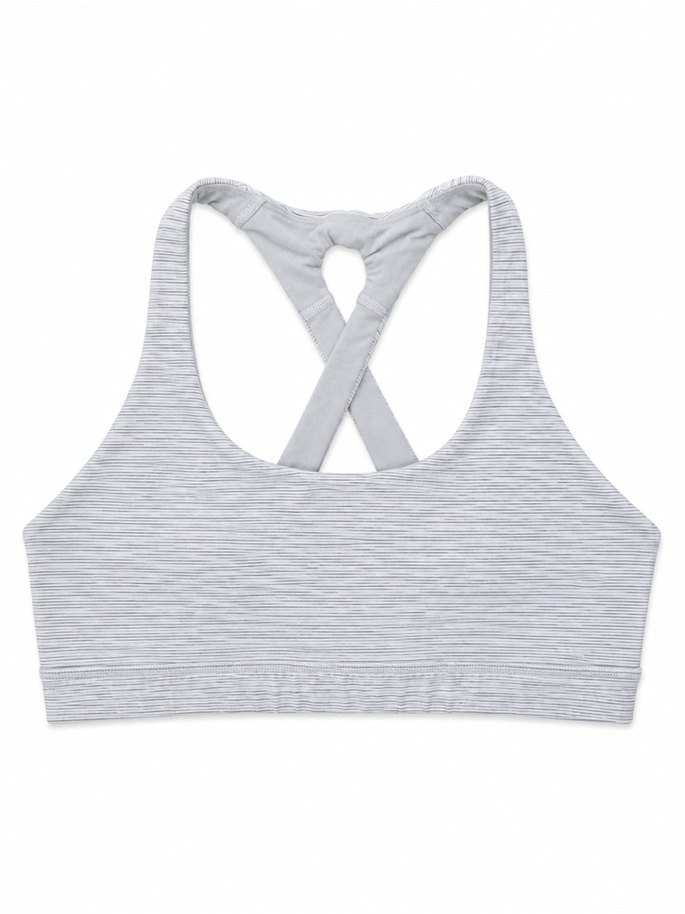lululemon athletica Light Gray Striped Crossback Sports Bra